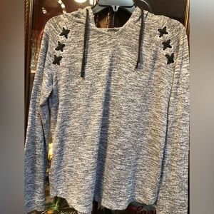 Derek Heart Gray and Black hooded Top